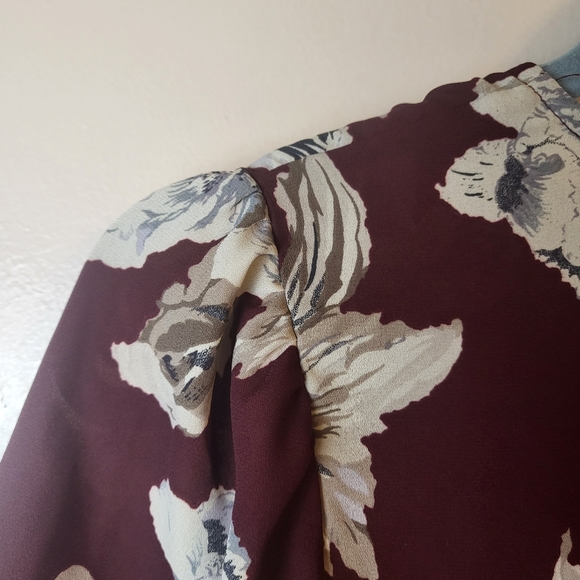 UO Kimchi Blue Deep Red Floral Babydoll Blouse - Picture 3 of 7